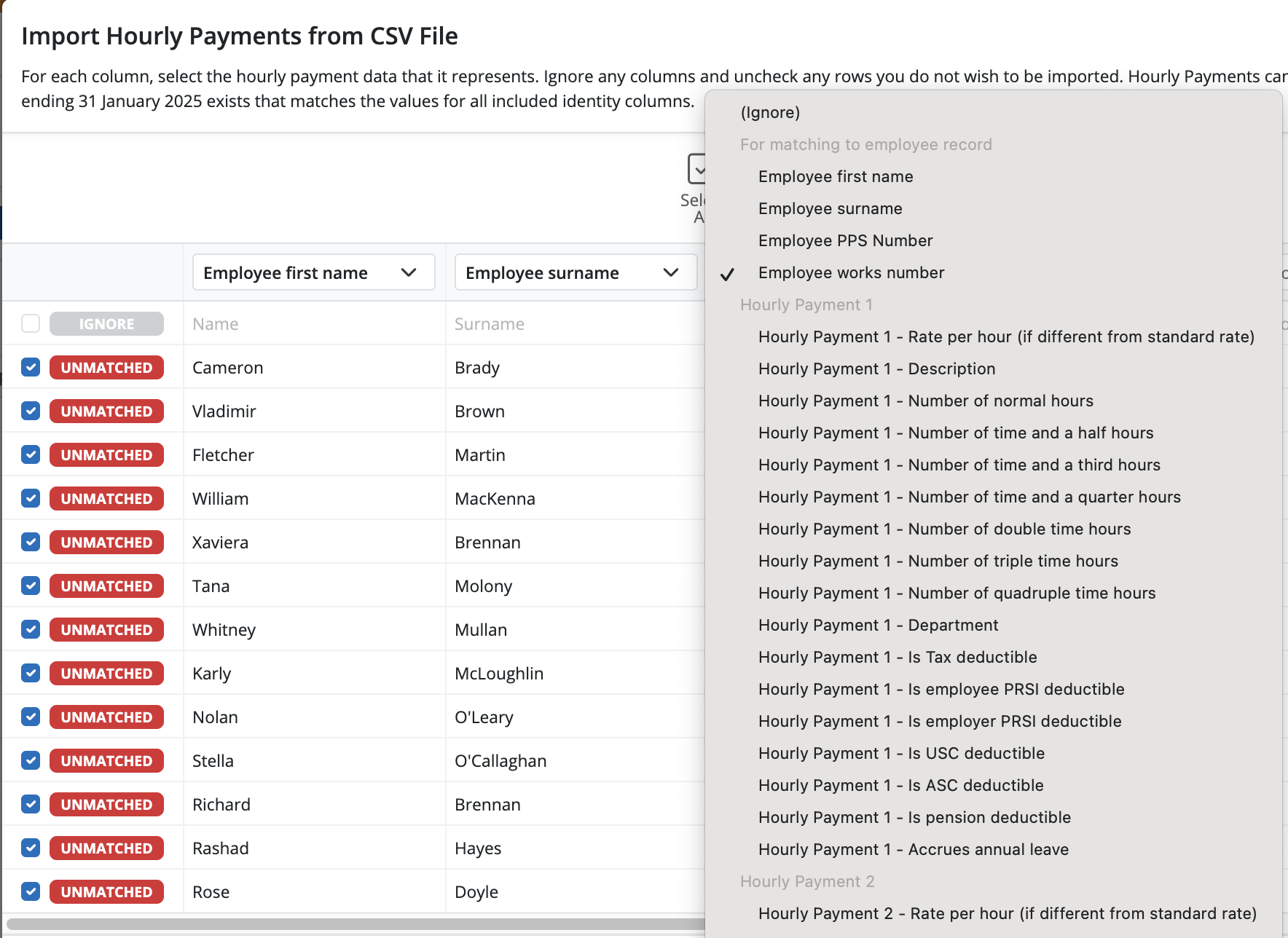 Importing Hourly Payments using CSV File – BrightPay