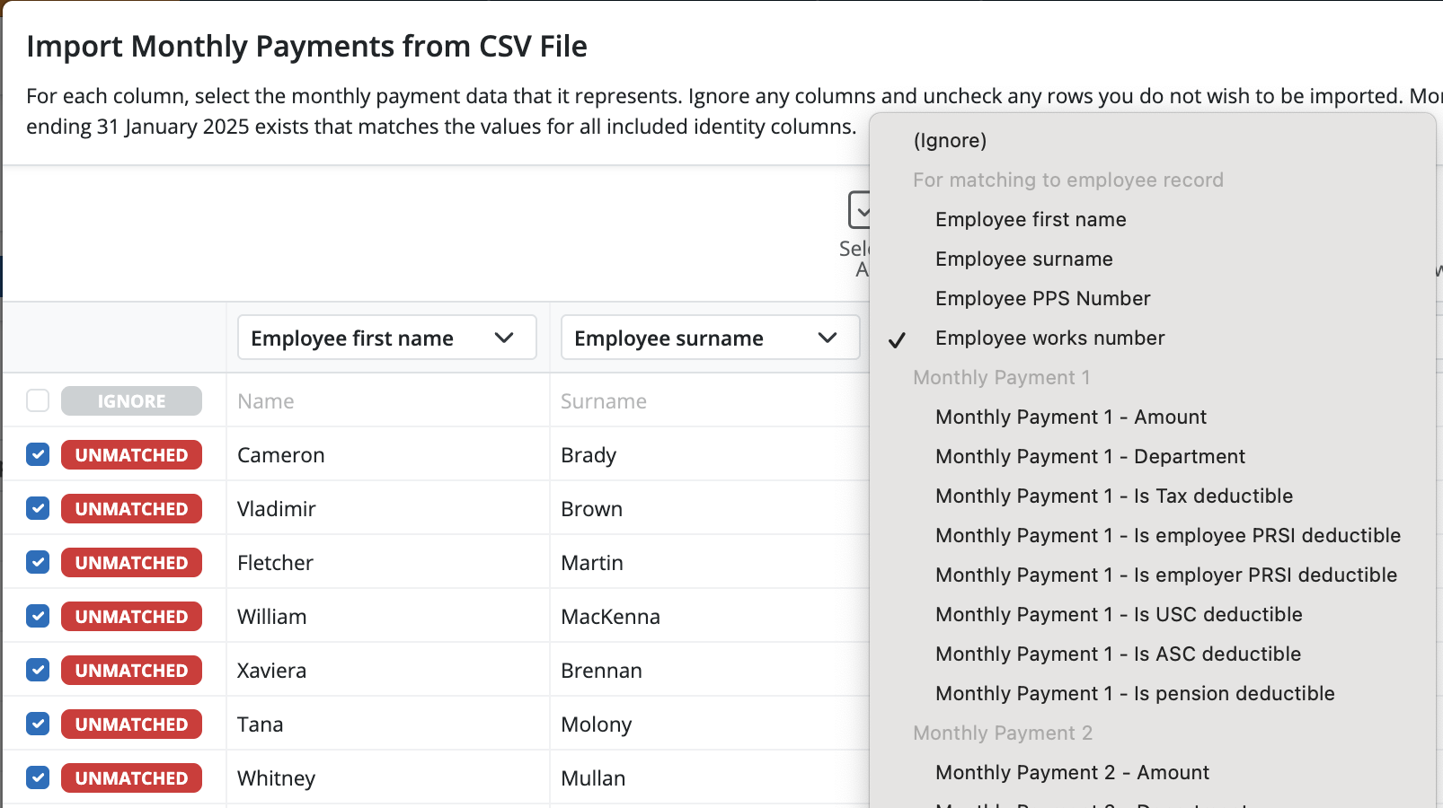 Importing Periodic Payments using CSV file – BrightPay